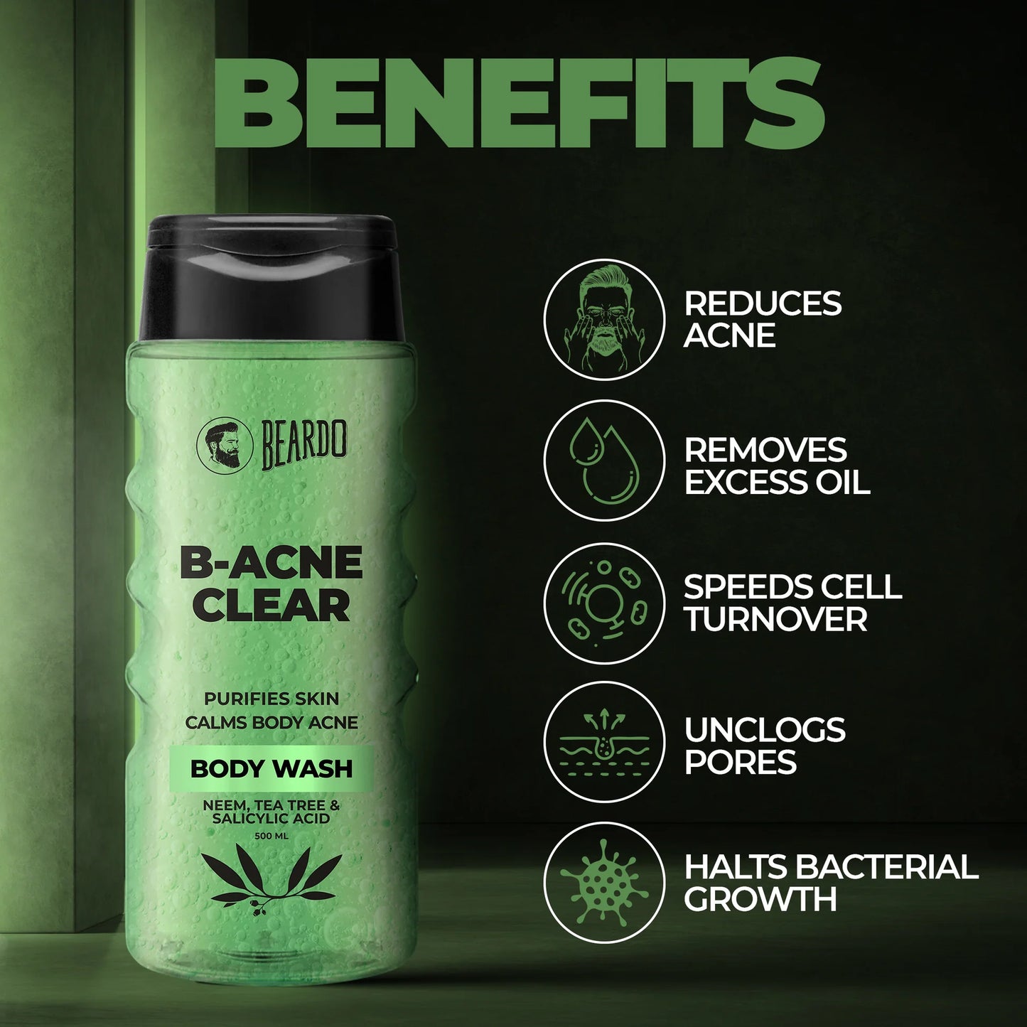Beardo B-Acne Clear Body Wash (500ml)